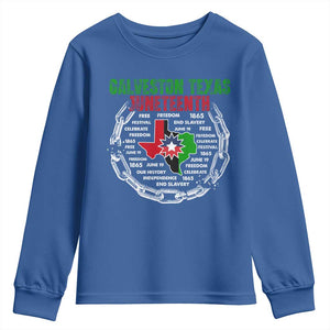 Juneteenth Galveston Texas Youth Sweatshirt Break The Chain Freedom Since 1865 TS11 Royal Blue Print Your Wear