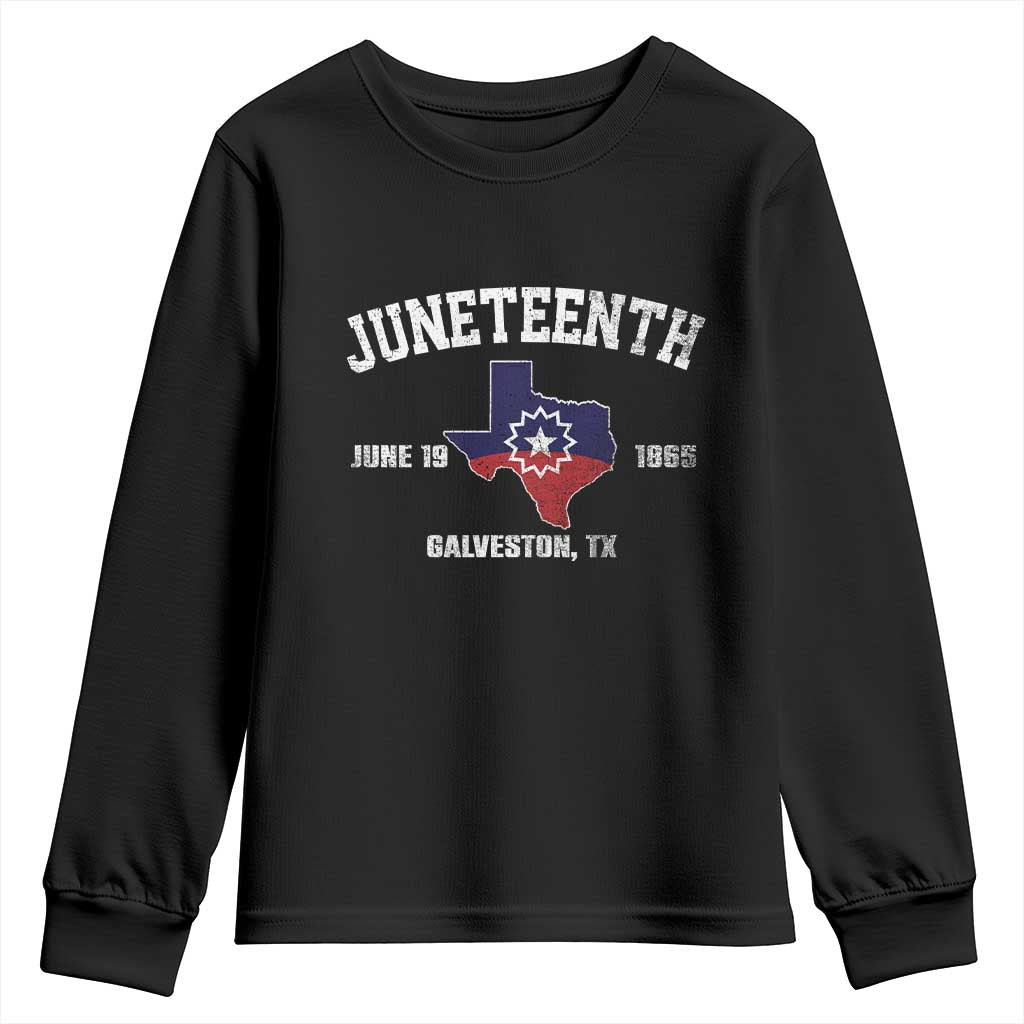 Juneteenth Galveston Texas Youth Sweatshirt Juneteenth Flag African American History TS11 Black Print Your Wear