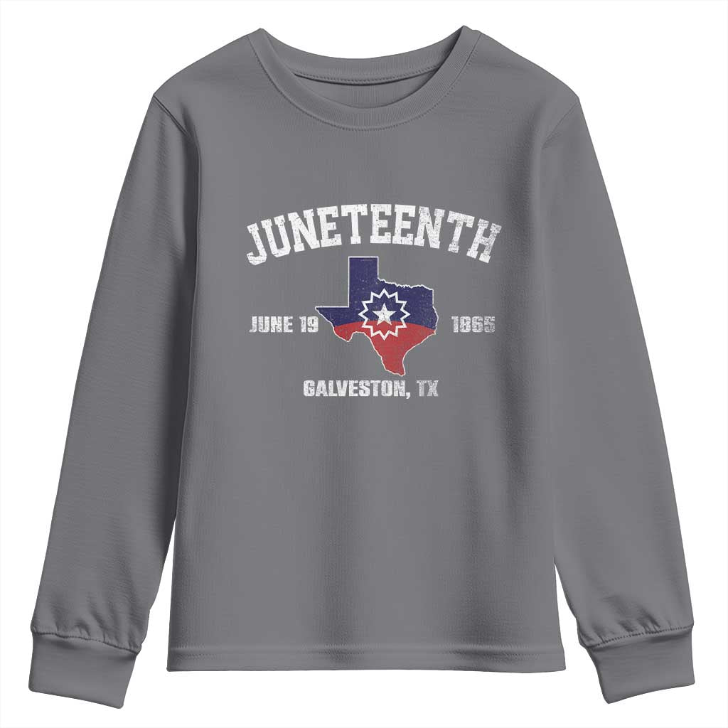 Juneteenth Galveston Texas Youth Sweatshirt Juneteenth Flag African American History TS11 Charcoal Print Your Wear
