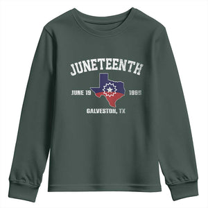 Juneteenth Galveston Texas Youth Sweatshirt Juneteenth Flag African American History TS11 Dark Forest Green Print Your Wear