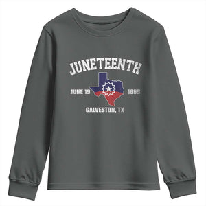 Juneteenth Galveston Texas Youth Sweatshirt Juneteenth Flag African American History TS11 Dark Heather Print Your Wear