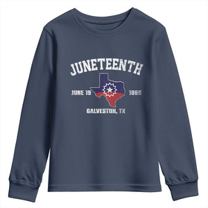 Juneteenth Galveston Texas Youth Sweatshirt Juneteenth Flag African American History TS11 Navy Print Your Wear