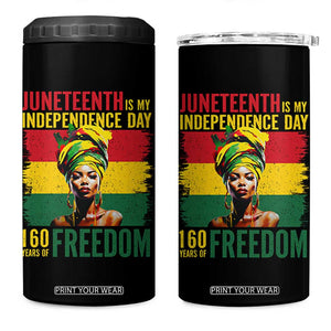Juneteenth Is My Independence Day 160 Years Of Freedom 4 in 1 Can Cooler Tumbler TS11 One Size: 16 oz Black Print Your Wear