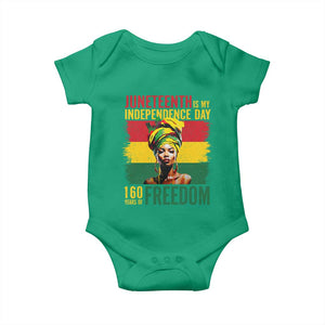 Juneteenth Is My Independence Day 160 Years Of Freedom Baby Onesie TS11 Irish Green Print Your Wear