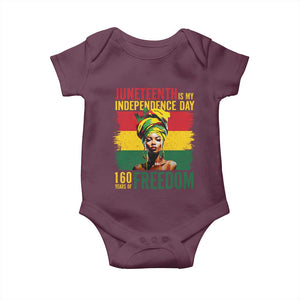 Juneteenth Is My Independence Day 160 Years Of Freedom Baby Onesie TS11 Maroon Print Your Wear