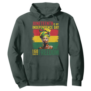 Juneteenth Is My Independence Day 160 Years Of Freedom Hoodie TS11 Dark Forest Green Print Your Wear
