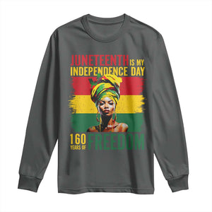 Juneteenth Is My Independence Day 160 Years Of Freedom Long Sleeve Shirt TS11 Dark Heather Print Your Wear