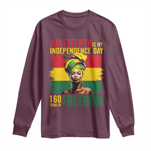 Juneteenth Is My Independence Day 160 Years Of Freedom Long Sleeve Shirt TS11 Maroon Print Your Wear
