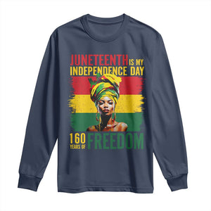 Juneteenth Is My Independence Day 160 Years Of Freedom Long Sleeve Shirt TS11 Navy Print Your Wear