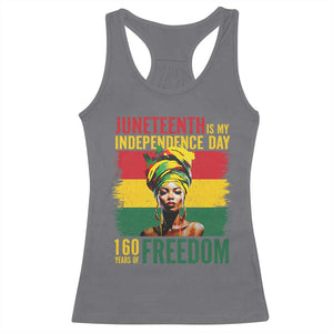 Juneteenth Is My Independence Day 160 Years Of Freedom Racerback Tank Top TS11 Charcoal Print Your Wear