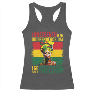 Juneteenth Is My Independence Day 160 Years Of Freedom Racerback Tank Top TS11 Dark Heather Print Your Wear