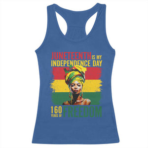 Juneteenth Is My Independence Day 160 Years Of Freedom Racerback Tank Top TS11 Royal Blue Print Your Wear