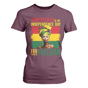 Juneteenth Is My Independence Day 160 Years Of Freedom T Shirt For Women TS11 Maroon Print Your Wear