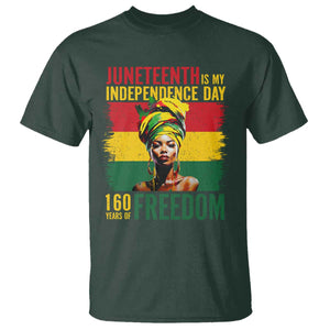 Juneteenth Is My Independence Day 160 Years Of Freedom T Shirt TS11 Dark Forest Green Print Your Wear