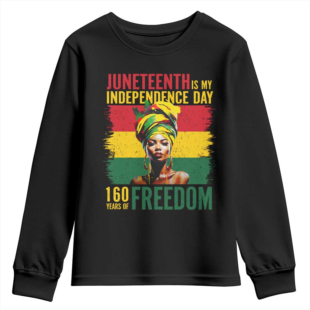 Juneteenth Is My Independence Day 160 Years Of Freedom Youth Sweatshirt TS11 Black Print Your Wear