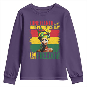 Juneteenth Is My Independence Day 160 Years Of Freedom Youth Sweatshirt TS11 Purple Print Your Wear