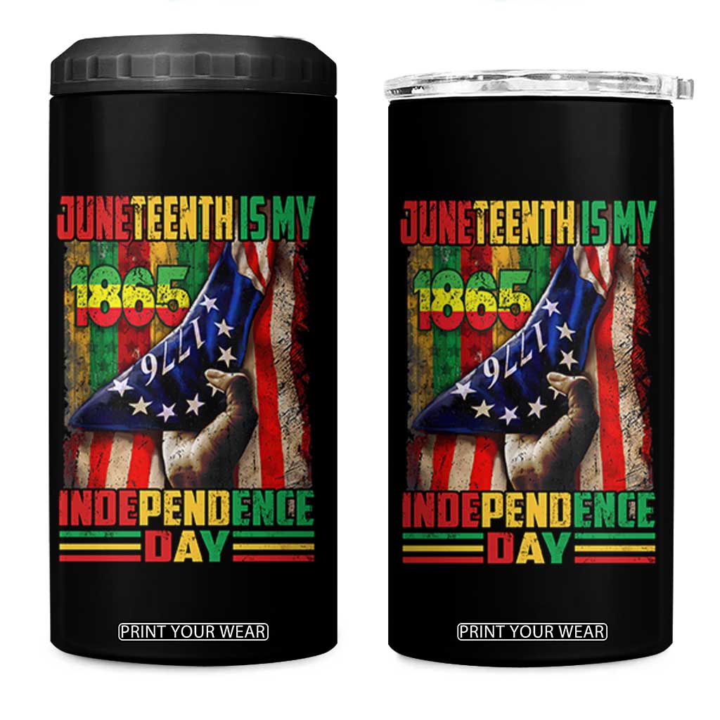 Juneteenth Is My Independence Day 4 in 1 Can Cooler Tumbler Black Pride American Flag TS11 One Size: 16 oz Black Print Your Wear