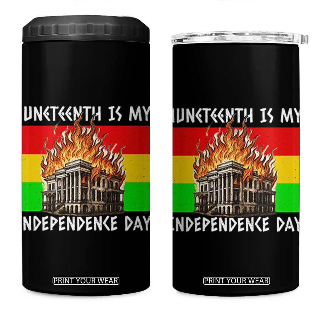 Juneteenth Is My Independence Day 4 in 1 Can Cooler Tumbler Bold Afro Liberation Pan-African Flag TS02 One Size: 16 oz Black Print Your Wear