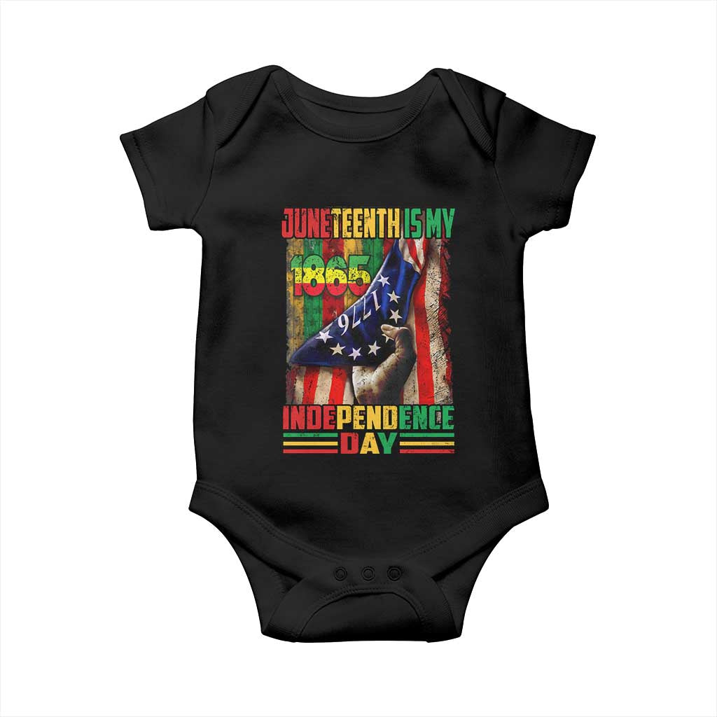 Juneteenth Is My Independence Day Baby Onesie Black Pride American Flag TS11 Black Print Your Wear