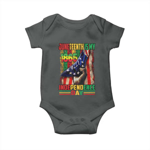 Juneteenth Is My Independence Day Baby Onesie Black Pride American Flag TS11 Dark Heather Print Your Wear