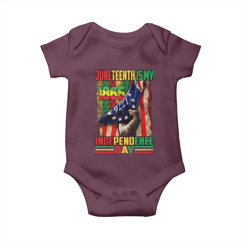 Juneteenth Is My Independence Day Baby Onesie Black Pride American Flag TS11 Maroon Print Your Wear