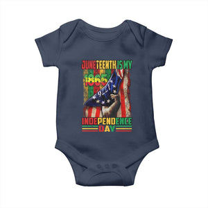 Juneteenth Is My Independence Day Baby Onesie Black Pride American Flag TS11 Navy Print Your Wear