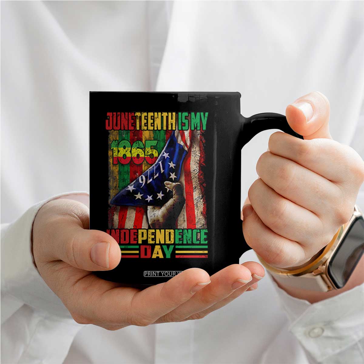 Juneteenth Is My Independence Day Coffee Mug Black Pride American Flag TS11 Print Your Wear