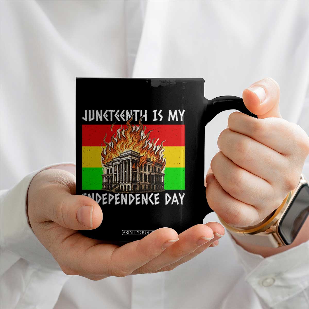 Juneteenth Is My Independence Day Coffee Mug Bold Afro Liberation Pan-African Flag TS02 Print Your Wear