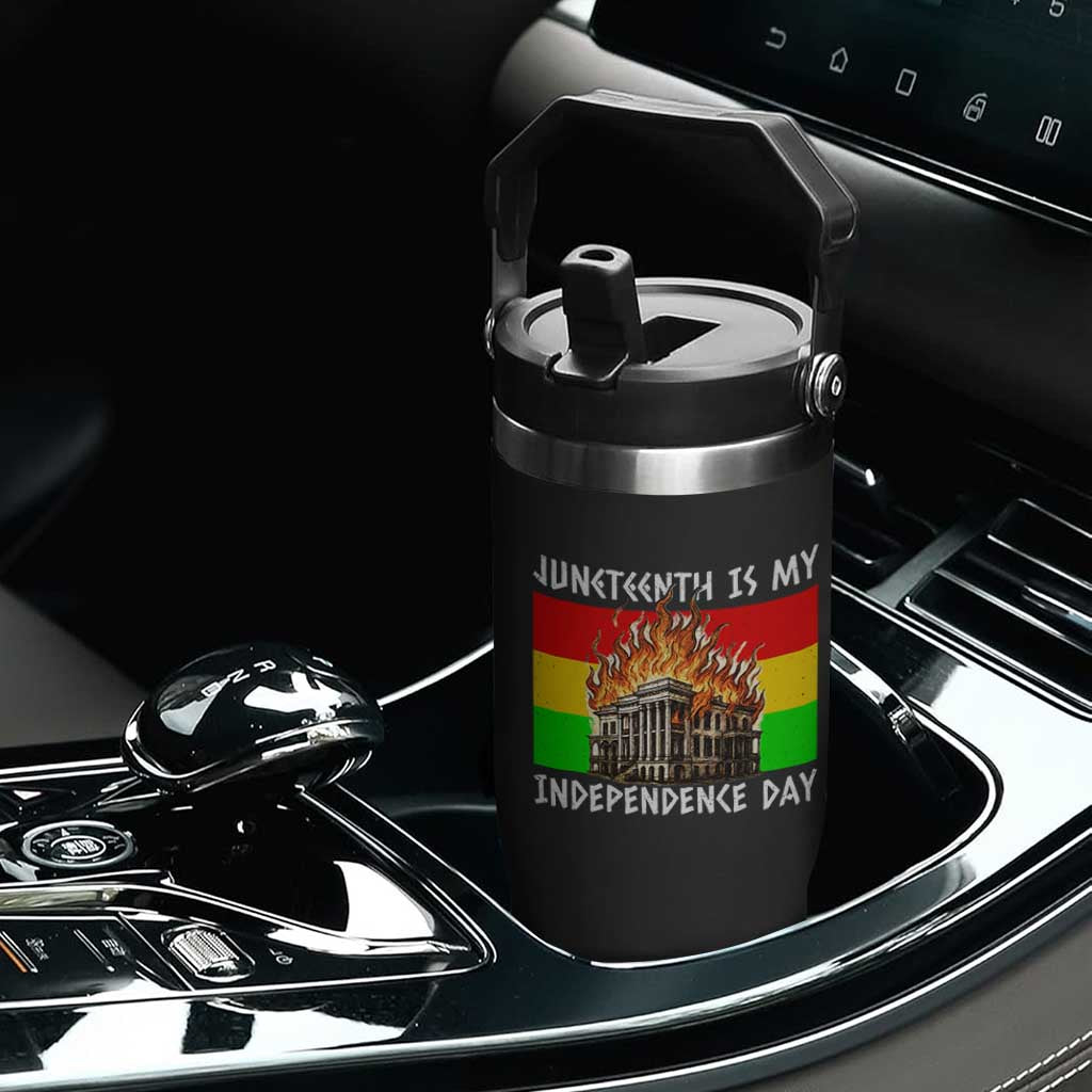Juneteenth Is My Independence Day Flip Straw Tumbler Bold Afro Liberation Pan-African Flag TS02 Print Your Wear