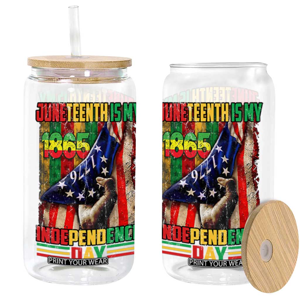 Juneteenth Is My Independence Day Glass Can Black Pride American Flag TS11 Black Print Your Wear