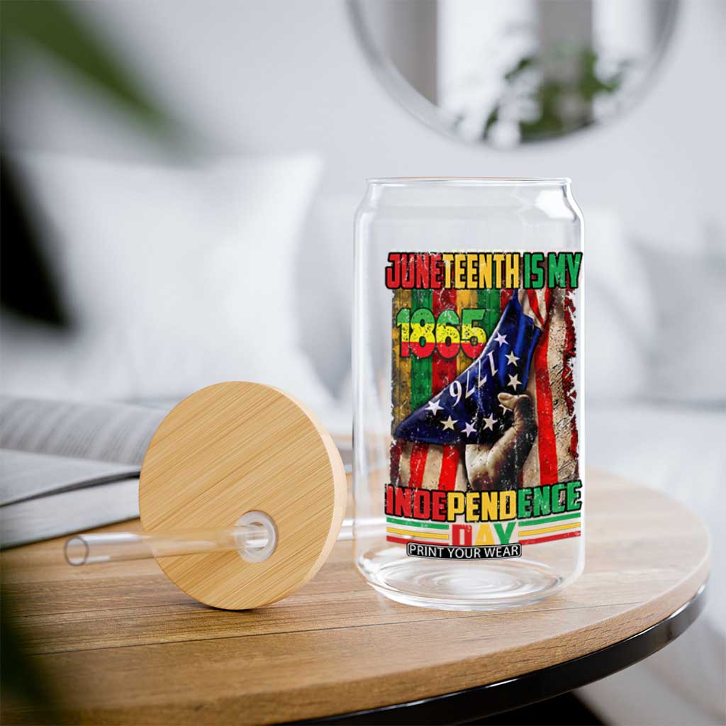 Juneteenth Is My Independence Day Glass Can Black Pride American Flag TS11 Print Your Wear
