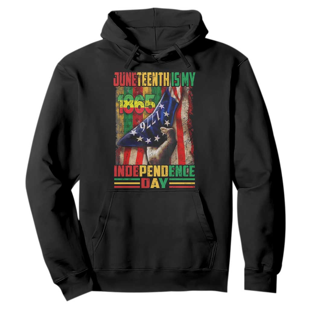 Juneteenth Is My Independence Day Hoodie Black Pride American Flag TS11 Black Print Your Wear