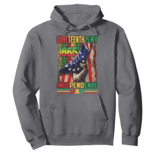 Juneteenth Is My Independence Day Hoodie Black Pride American Flag TS11 Charcoal Print Your Wear