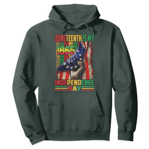Juneteenth Is My Independence Day Hoodie Black Pride American Flag TS11 Dark Forest Green Print Your Wear