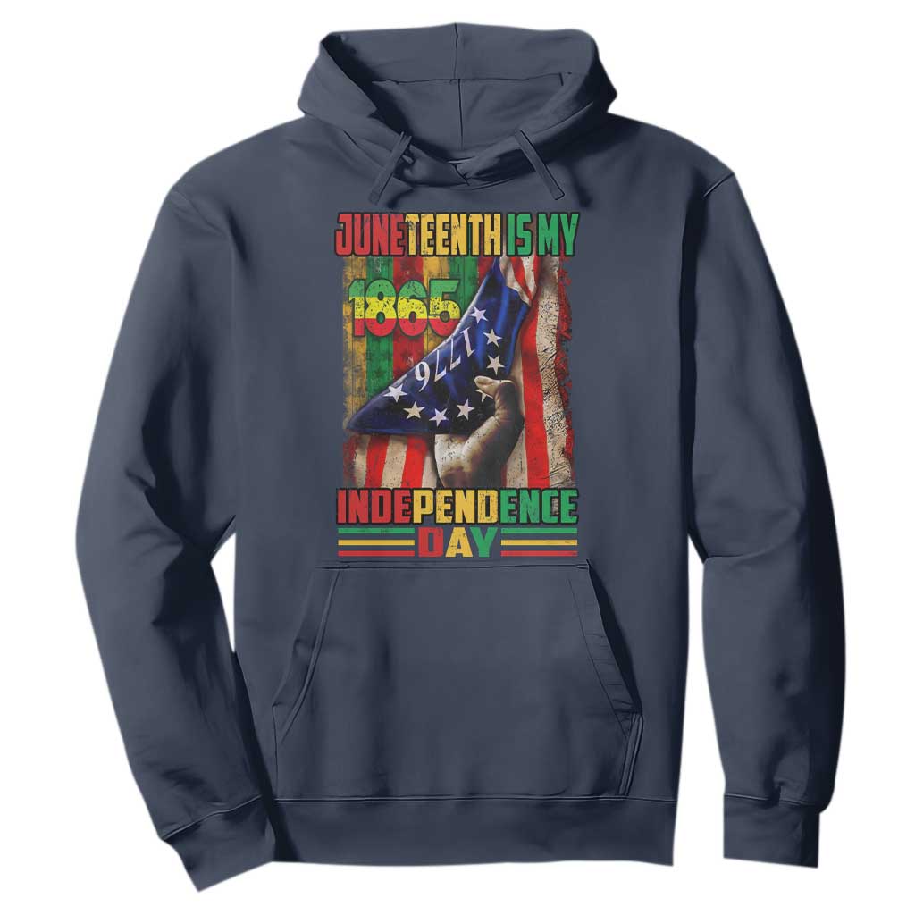 Juneteenth Is My Independence Day Hoodie Black Pride American Flag TS11 Navy Print Your Wear