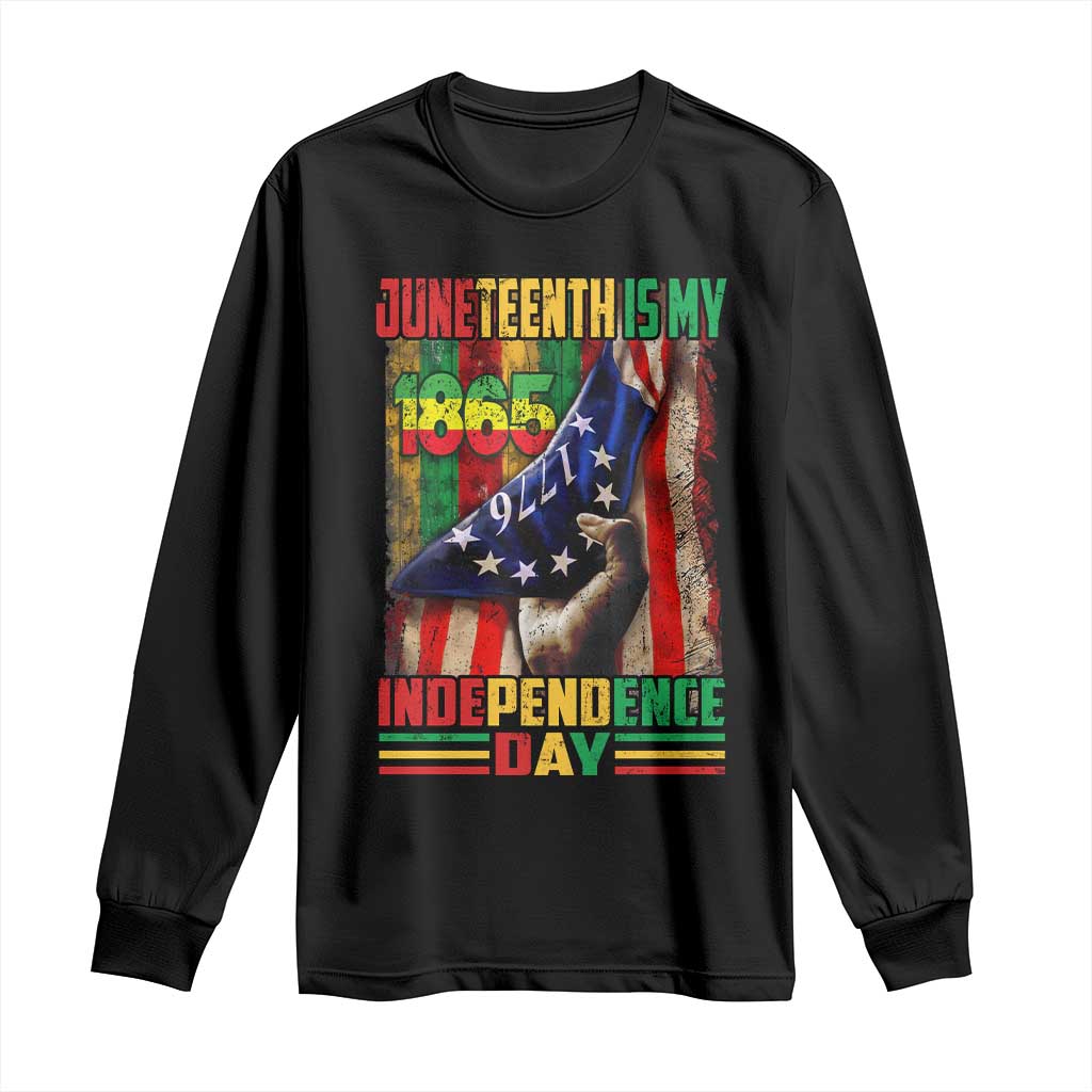 Juneteenth Is My Independence Day Long Sleeve Shirt Black Pride American Flag TS11 Black Print Your Wear