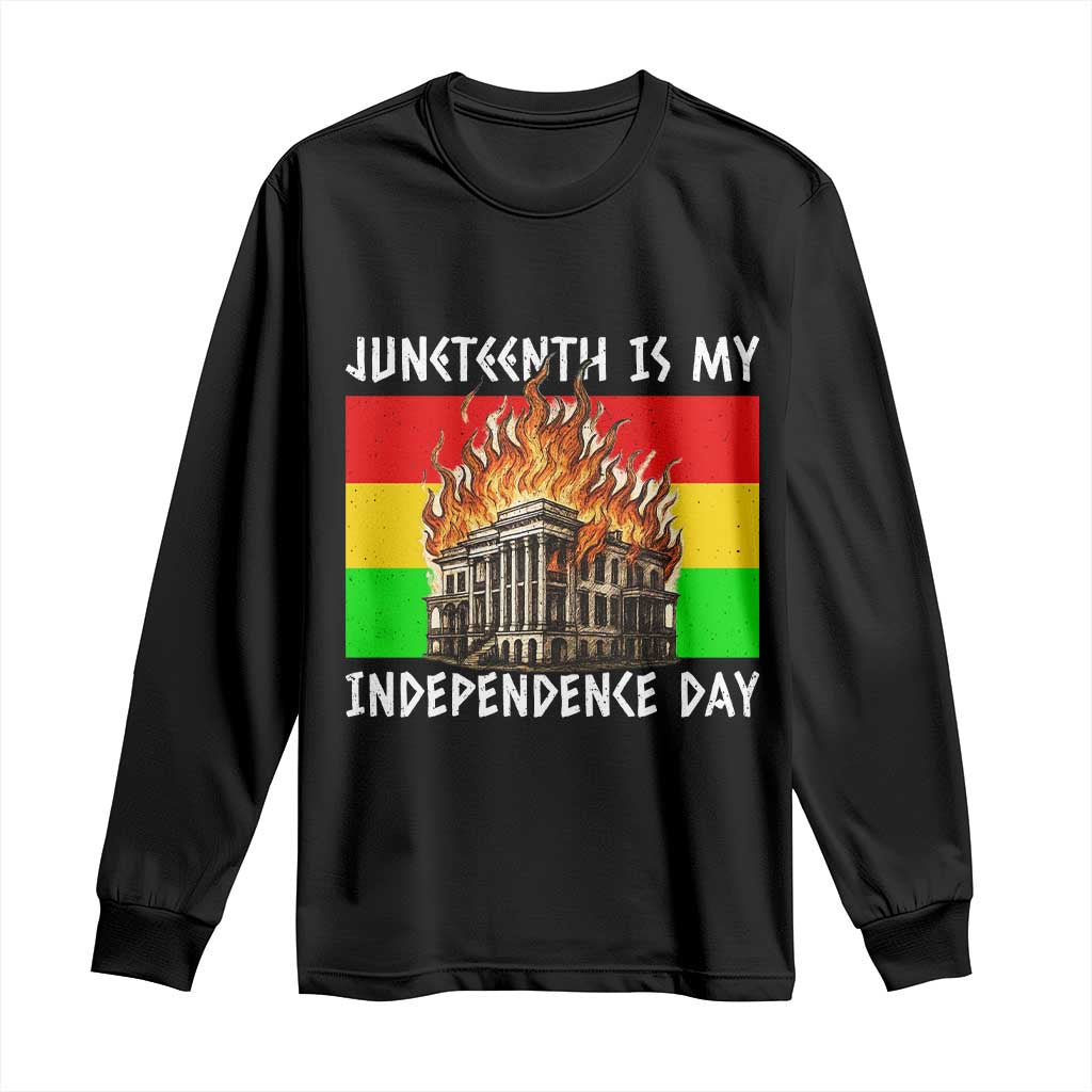 Juneteenth Is My Independence Day Long Sleeve Shirt Bold Afro Liberation Pan-African Flag TS02 Black Print Your Wear