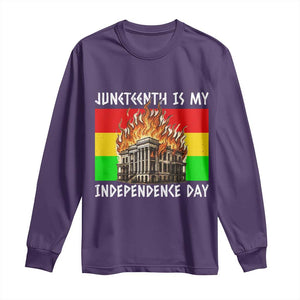 Juneteenth Is My Independence Day Long Sleeve Shirt Bold Afro Liberation Pan-African Flag TS02 Purple Print Your Wear