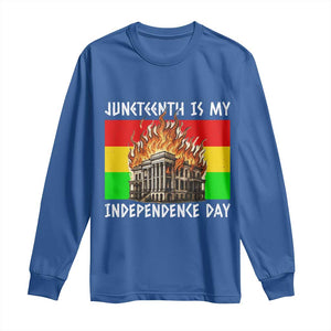 Juneteenth Is My Independence Day Long Sleeve Shirt Bold Afro Liberation Pan-African Flag TS02 Royal Blue Print Your Wear