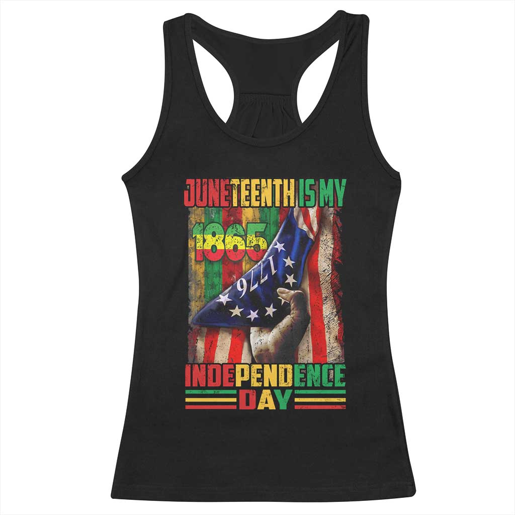 Juneteenth Is My Independence Day Racerback Tank Top Black Pride American Flag TS11 Black Print Your Wear