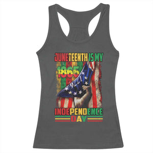 Juneteenth Is My Independence Day Racerback Tank Top Black Pride American Flag TS11 Dark Heather Print Your Wear
