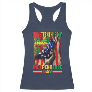 Juneteenth Is My Independence Day Racerback Tank Top Black Pride American Flag TS11 Navy Print Your Wear