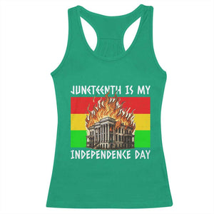 Juneteenth Is My Independence Day Racerback Tank Top Bold Afro Liberation Pan-African Flag TS02 Irish Green Print Your Wear