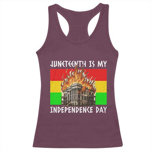 Juneteenth Is My Independence Day Racerback Tank Top Bold Afro Liberation Pan-African Flag TS02 Maroon Print Your Wear