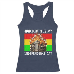 Juneteenth Is My Independence Day Racerback Tank Top Bold Afro Liberation Pan-African Flag TS02 Navy Print Your Wear