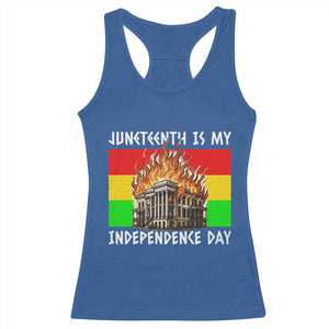 Juneteenth Is My Independence Day Racerback Tank Top Bold Afro Liberation Pan-African Flag TS02 Royal Blue Print Your Wear