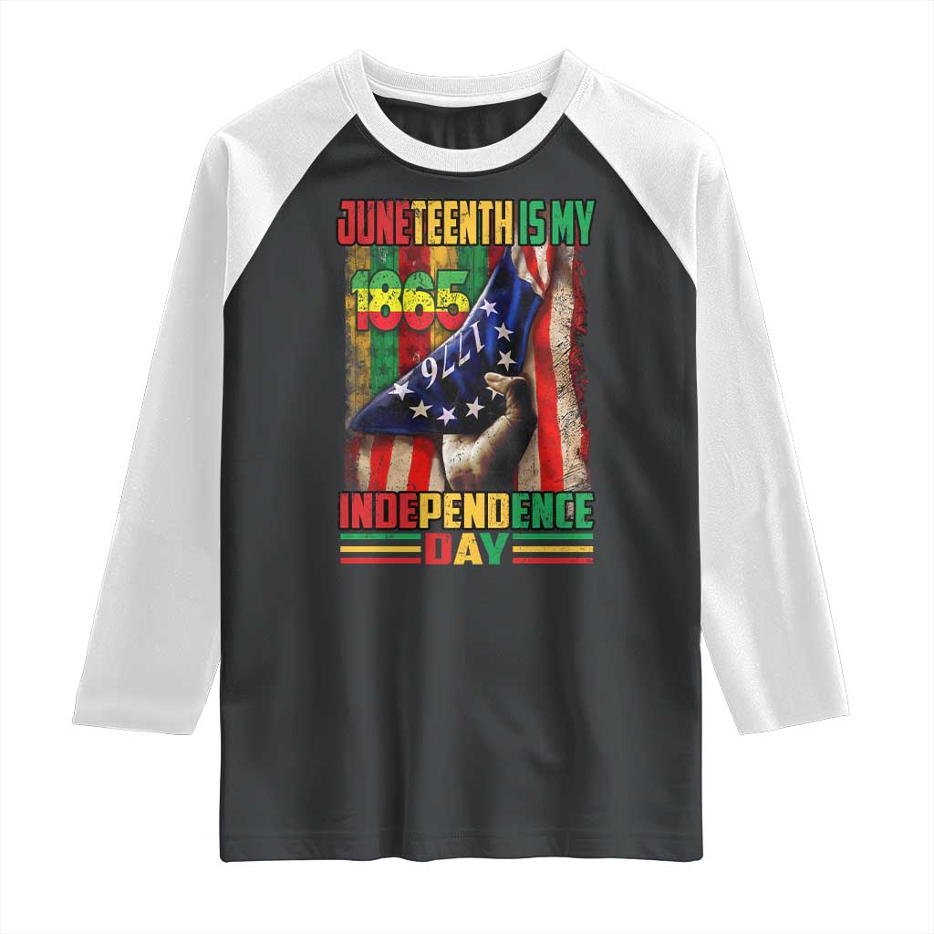Juneteenth Is My Independence Day Raglan Shirt Black Pride American Flag TS11 Black White Print Your Wear