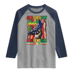 Juneteenth Is My Independence Day Raglan Shirt Black Pride American Flag TS11 Sport Gray Navy Print Your Wear