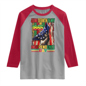 Juneteenth Is My Independence Day Raglan Shirt Black Pride American Flag TS11 Sport Gray Red Print Your Wear