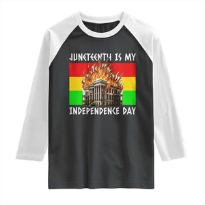 Juneteenth Is My Independence Day Raglan Shirt Bold Afro Liberation Pan-African Flag TS02 Black White Print Your Wear